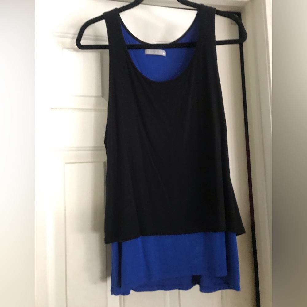 Olivia Moon-Black and Blue Layered Women'sTank Top size M